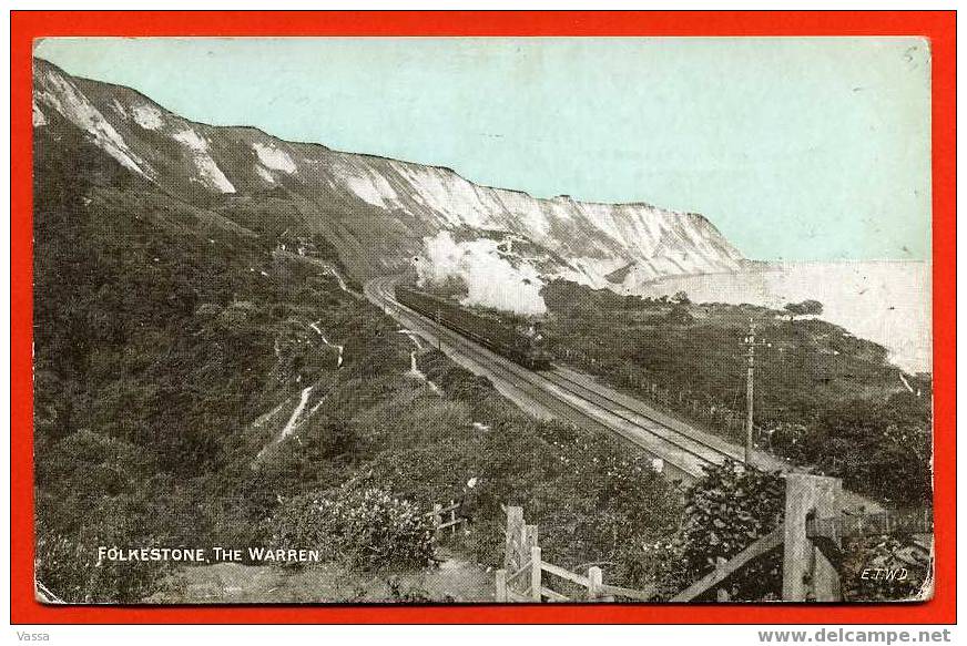 FOLKESTONE , THE WARREN. Franked In 1906 From DOVER.  Train - Folkestone