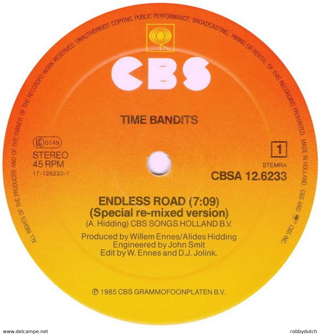 * 12" * TIME BANDITS - ENDLESS ROAD (Holland 1985 Ex-!!!) - 45 G - Maxi-Single