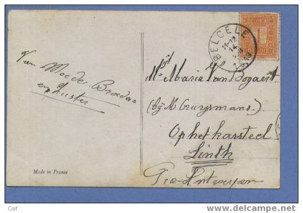 108 Op Kaart Met Stempel BELCELE - 1912 Pellens