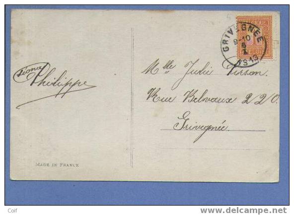 108 Op Kaart Met Stempel GRIVEGNEE - 1912 Pellens