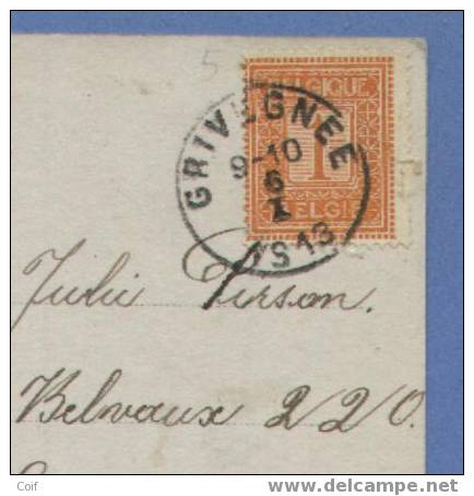 108 Op Kaart Met Stempel GRIVEGNEE - 1912 Pellens