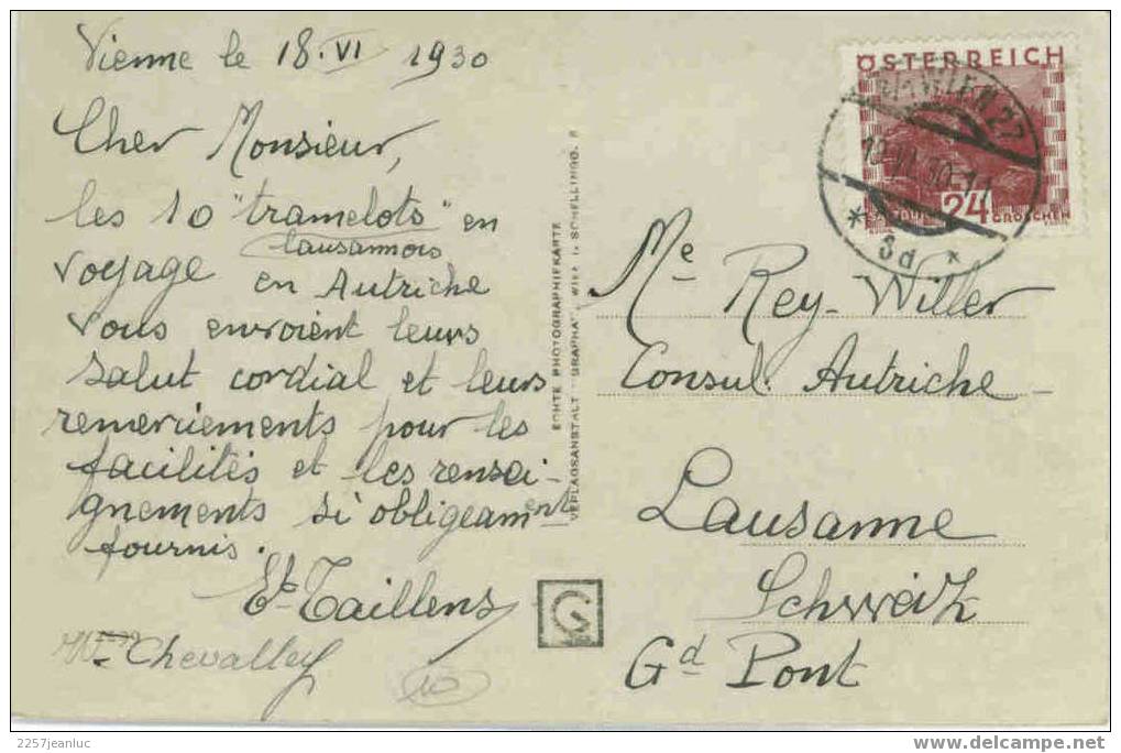 CP Vienne /1930 Adresser A Rey Viller Consul D Autriche En Suisse Affr N:383 - Franking Machines (EMA)