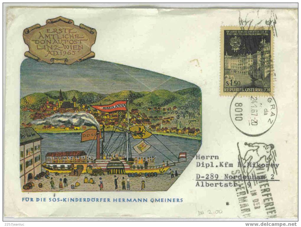 Lettre D Autriche Graz Du24/01/1967 Marque Postal Shieur Yvert N:1038 - Frankeermachines (EMA)