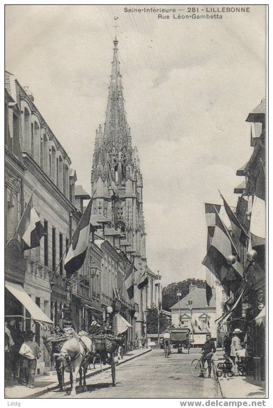 CPA 76 SEINE INFERIEURE - LILLEBONNE - RUE LEON GAMBETTA - Lillebonne