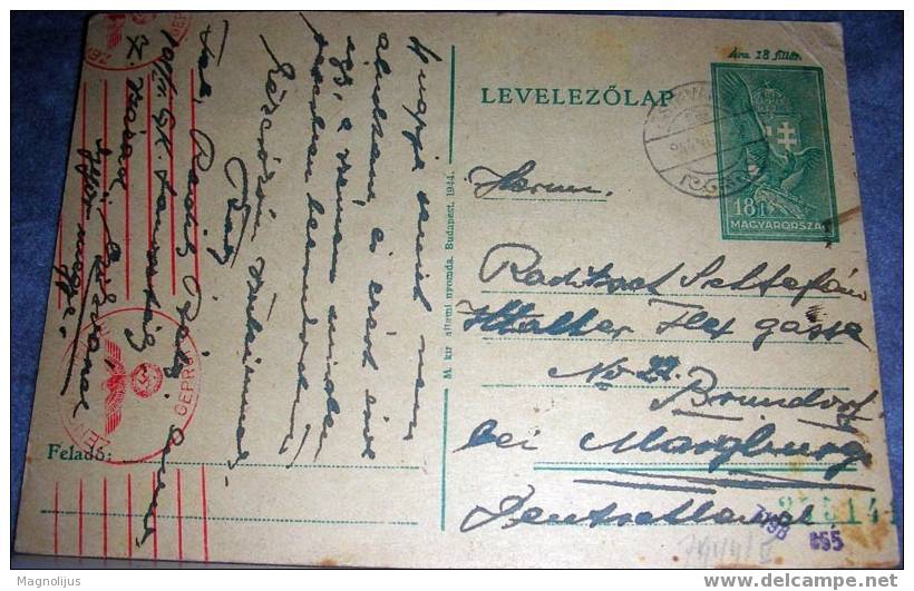 Postal History,WW II, Hungarian Occupation Of Serbia,nazi Censored,vintage Postcard,Stationary - Guerra 1939-45