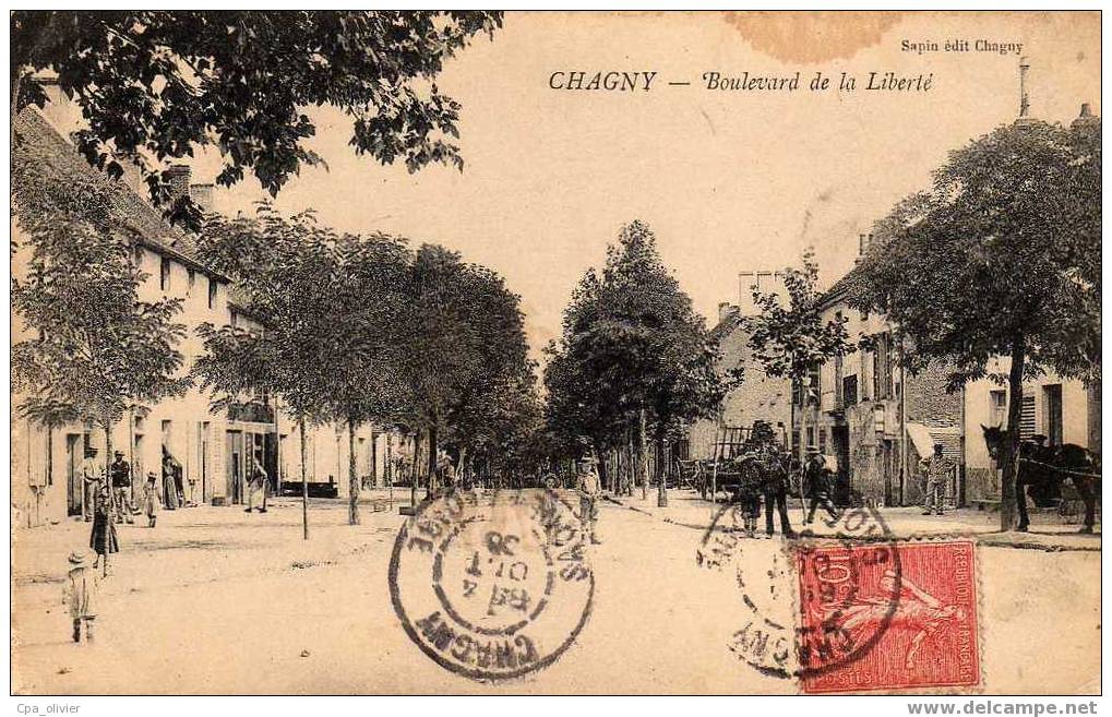 71 CHAGNY Boulevard De La Liberté, Animée, Ed Sapin, 1906 - Chagny