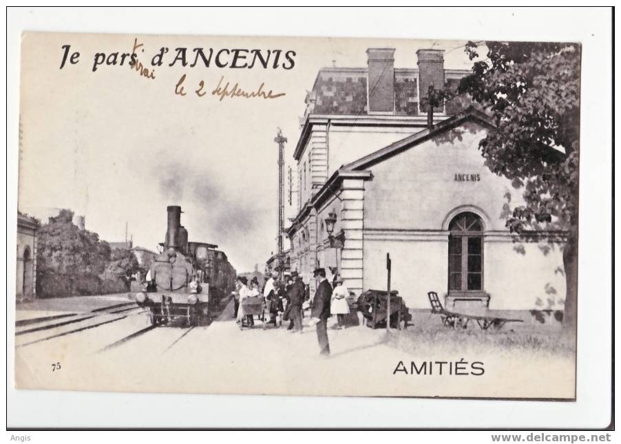 CPA---44-----ANCENIS-----AMITIES------TRAIN --GARE---RAILS - Ancenis