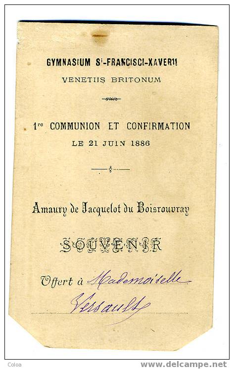 Image Première Communion Collège Saint François Xavier Vannes 1886 - Images Religieuses