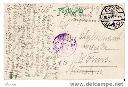 SAK069/ Deutsche Flotte Vor Borkum 1915 – Feldpost Mit Borkum-Zensur Nach Worms - Feldpost (franchigia Postale)