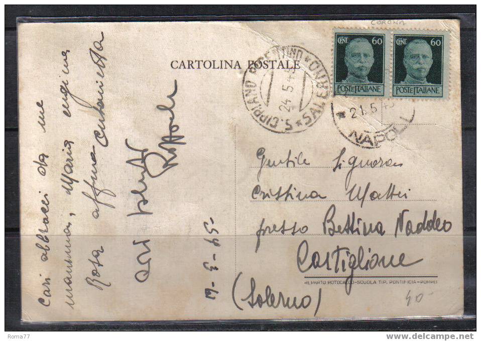 SP1385 - LUOGOTENENZA , DA S. CIPRIANO 24/5/1945 . - Storia Postale