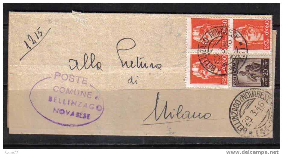 SP1400 - LUOGOTENENZA , DA MILANO 15/3/1946 . Rispedizione - Poststempel