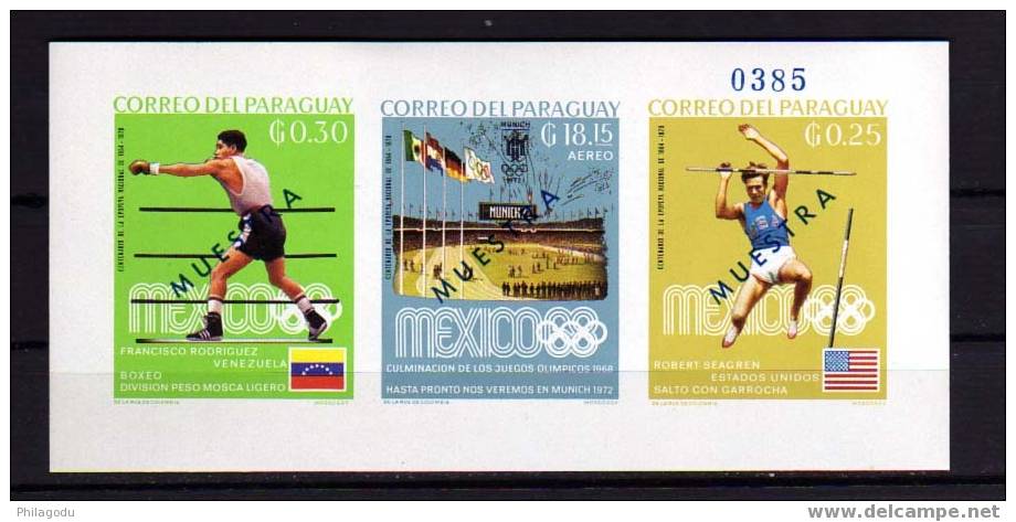 Paraguay1969, Jeux Olympiques De Mexico (médailles D’or, Boxe, Javelot - Zomer 1968: Mexico-City