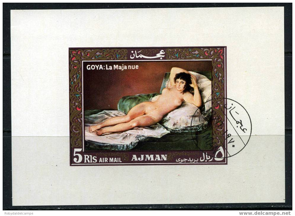 Q3704 - AJMAN - Foglietto Con Famoso Dipinto Di Goya "Maya Desnuda" - (o) - Nudes