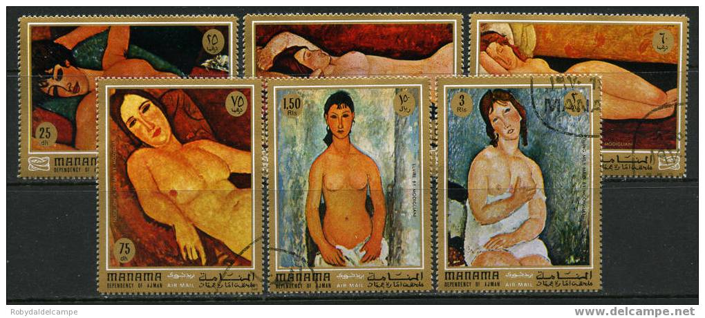 Q3728 - MANAMA - Serie Di 6 Francobolli Con Dipinti Di Nudi Femminili Di Modigliani - (o) - Naakt