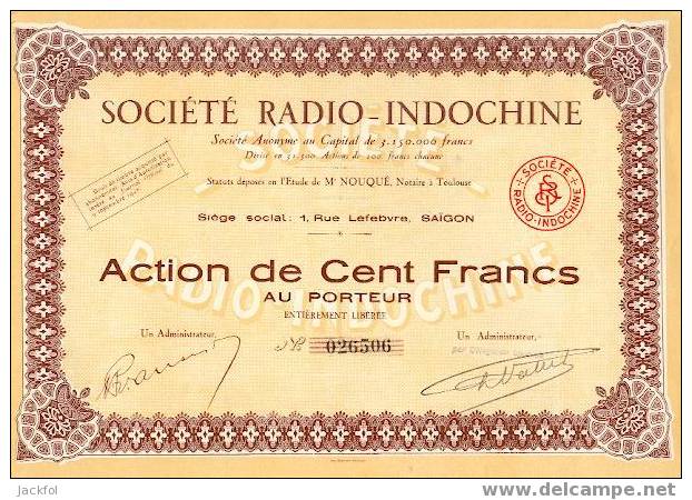 SOCIETE RADIO-INDOCHINE - Autres & Non Classés