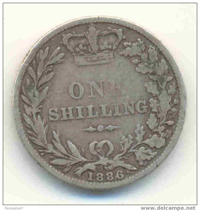 GRANDE - BRETAGNE  1  SHILLING  1886  VICTORIA   ARGENT  RARE  ! - I. 1 Shilling