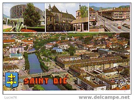 SAINT DIE -   4 Vues : Salle Des Fêtes, Cloître, Rue Thiers, Vue Générale, Les Ponts Sur La Meuse  -  N° 31326 W - Saint Die