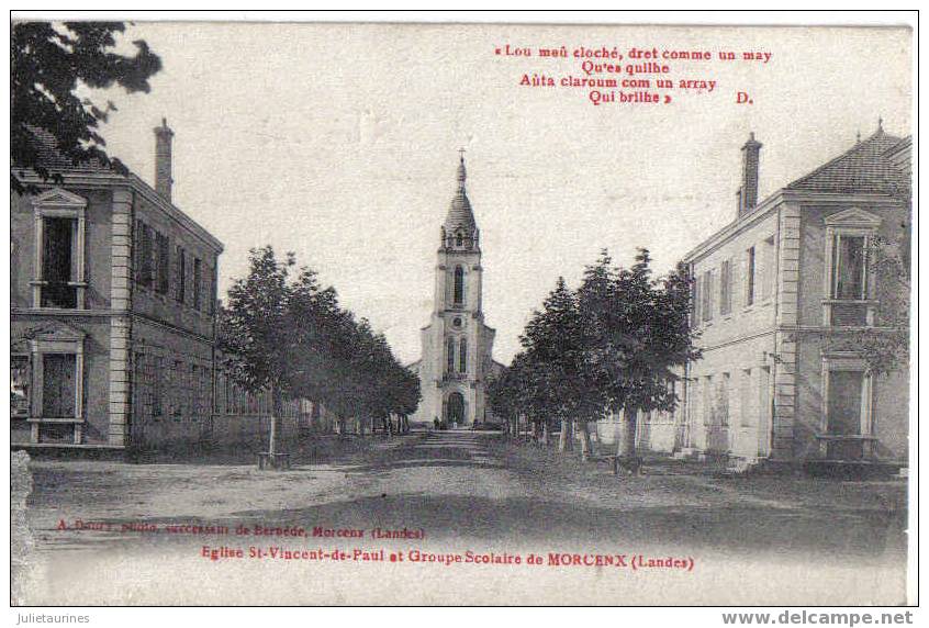 Morcenx Eglise St-vincent De Paul Et Groupe Scolaire Vue Cpa Bon état - Morcenx