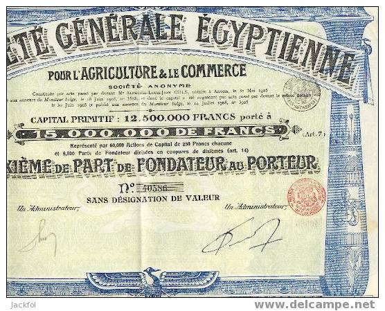 SOC. GEN. EGYPTIENNE (Agriculture & Commerce) - 1905 - Autres & Non Classés