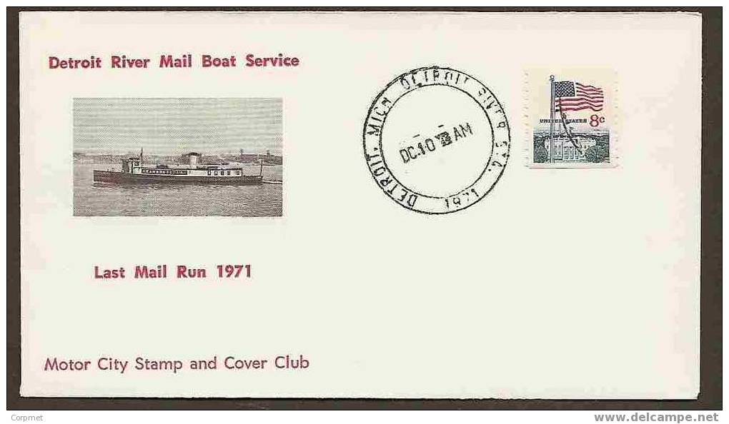 US - DETROIT RIVER MAIL BOAT SERVICE - LAST MAIL RUN 1971 - VF COMM COVER - Schiffahrt