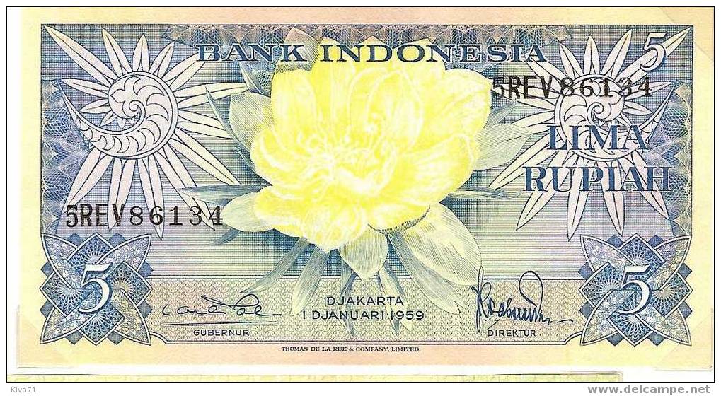 5 Rupiah "INDONESIE"  1959  UNC      Ble 40 42 - Indonesia