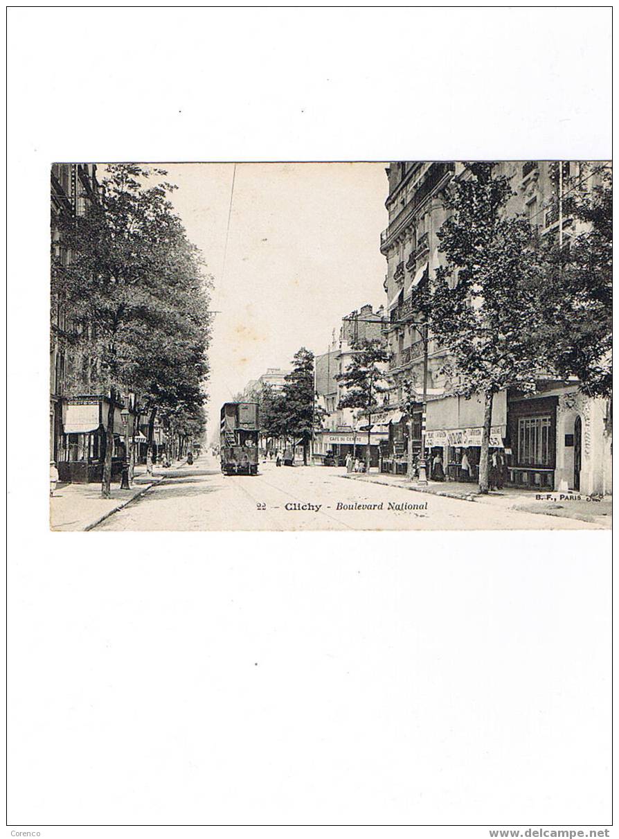 92  CLICHY  Boulevard Nationnal  Circulée  1908 - Clichy