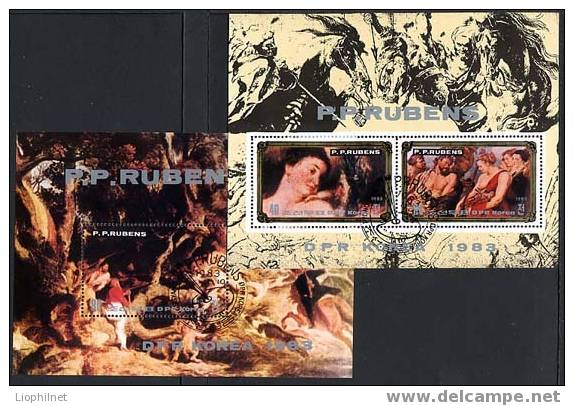 COREE DU NORD 1983, 2 Blocs Oblitérés RUBENS. R330 - Rubens