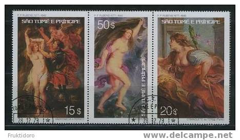 Sao Tome And Principe Mi 455-457 Rubens Paintings - Andromeda And Perseus - Fortuna - 1977 - Sao Tome En Principe