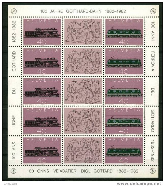 Suisse ** N° 1148 / 1149 En Feuille -  Cent. Du Chemin De Fer Du St Gothard - Unused Stamps