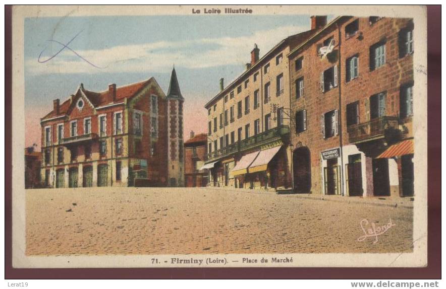 42..LOIRE...FIRMINY..PLACE DU MARCHE..SEPIA.......ECRITE....‹(•¿•)› - Firminy