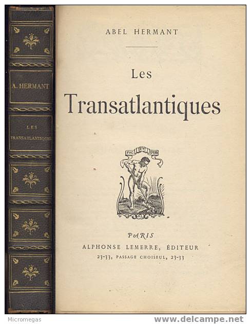 Lemerre. Abel Hermant : Les Transatlantiques. - French Authors