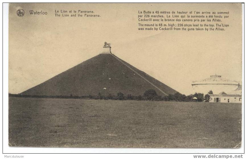 Waterloo. Le Lion. La Butte A 45 Mètres De Hauteur Et 226 Marches. Le Lion A été Fondu Par Cockerill Avec Bronze Canons. - Waterloo