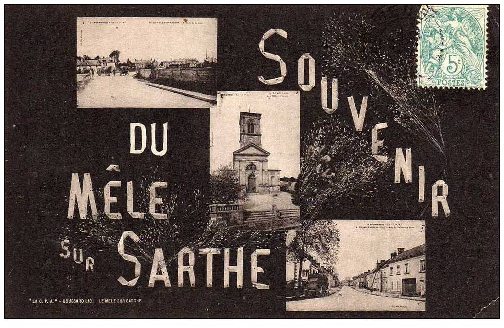 61 LE MELE SUR SARTHE Fantaisie, Souvenir, Multivue, Avenue Gare, Eglise, Rue Faubourg Loyer, Ed CPA, 190? - Le Mêle-sur-Sarthe