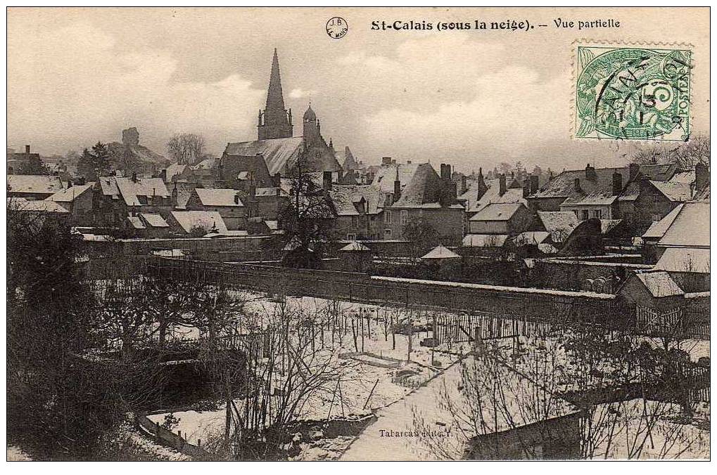 72 ST CALAIS Vue Partielle Sous La Neige, Ed Tabareau, 190? - Saint Calais