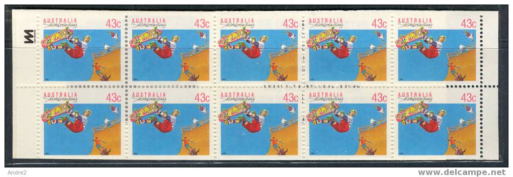 Australia 1989 Sports   43c. Skateboarding .Booklet Pane. 43c ×10 - Skateboard