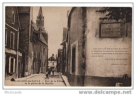 CPA 89 ST JULIEN DU SAULT - Rue De La Liberte Et La Pierre De La Bastille - Saint Julien Du Sault