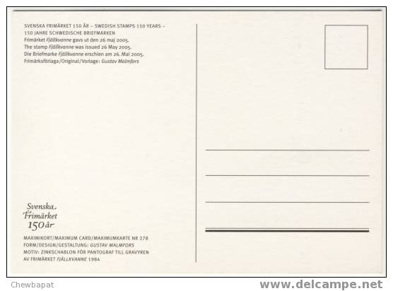 Suède - Carte Maximum - 150 Ans Du Timbre Suédois - NR 278 - Maximum Cards & Covers