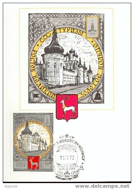 RUSSIE CARTE MAXIMUM  NUM.YVERT 4550 TOURISME ET ARMOIRIES ROSTOV KREMLIN - Cartes Maximum