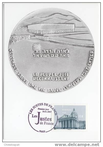 2007 Les Justes De France - Carte Premier Jour - 2000-2009