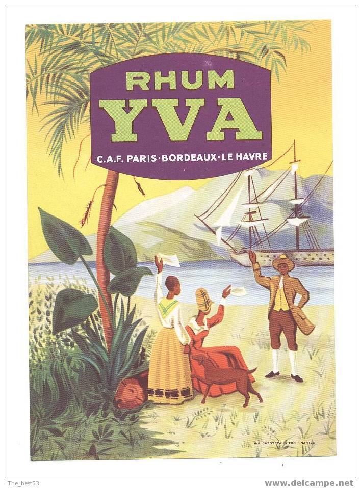 Etiquette De Rhum  -  Yva   -  CAF Paris Bordeaux Le Havre   -10 X 14.5 Cm - Rhum