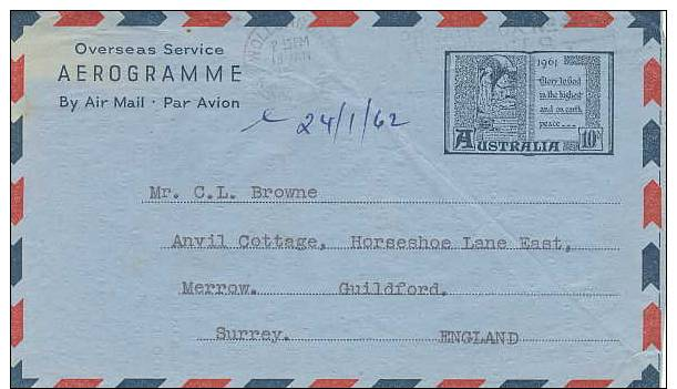 Aerogramme To England 1962 - Aerograms