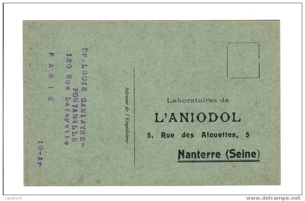 Nanterre  Carte Publicitaire Laboratoire De L'aniodol - Nanterre