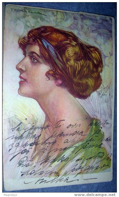 Signatured, Corbella Tito, Woman, Vintage Postcard - Corbella, T.