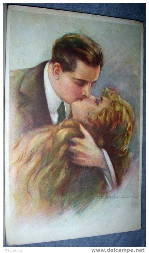Signatured, Corbella Tito, Man And Woman Kissing, Vintage Postcard - Corbella, T.