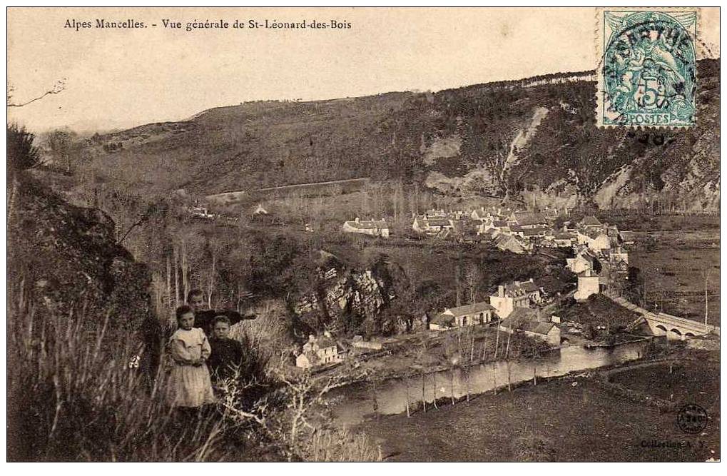 72 ST LEONARD Vue Générale, Animée, Enfants, Ed AY, Alpes Mancelles, 1904 - Saint Leonard Des Bois
