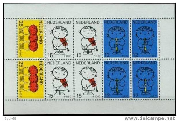 PAYS-BAS NEDERLAND NETHERLAND NIEDERLANDEN Bloc Feuillet 8 ** MNH Instruments De Musique : Flûte Violon - Blocks & Sheetlets