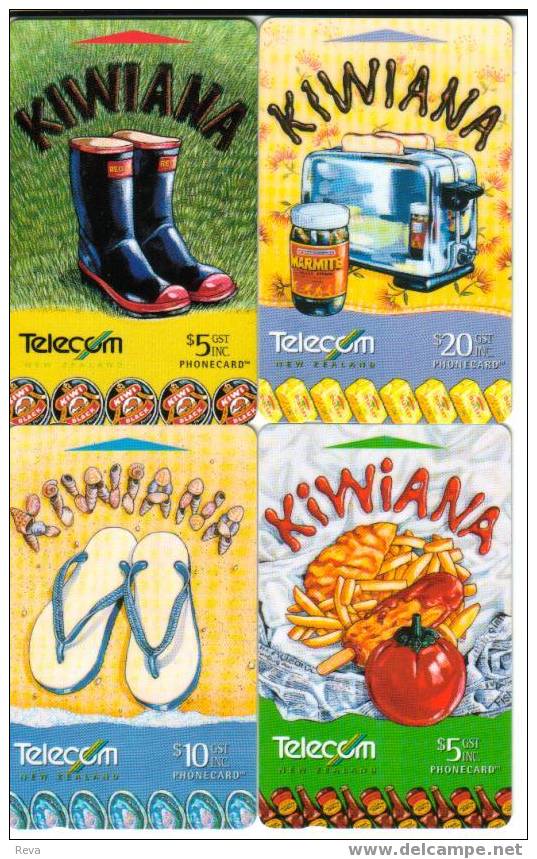 NEW ZEALAND  $5  KIWIANA  FOOD OUT OF SET OF 4   L A S T GPT  NZ CARDS CARTOON NZ-G-199 - Neuseeland