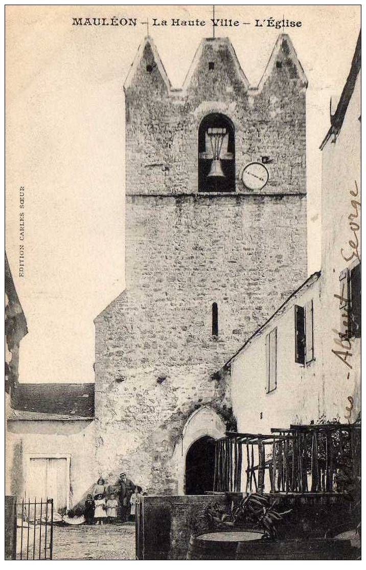 64 MAULEON Eglise, Haute Ville, Animée, Ed Carles, 190? - Mauleon Licharre