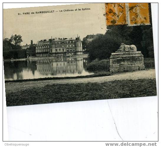 78 PARC DE RAMBOUILLET CHATEAU ET SPHINX N ° 91  VERS 1920 - Rambouillet (Château)