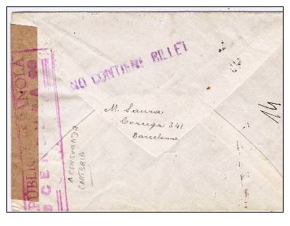 Ep217   Spanien/ Brief Mit  Freimarken Der Republik Auf Einschreiben  Nach Paris – 1938 – Censurada Carteria Barcelona - Briefe U. Dokumente
